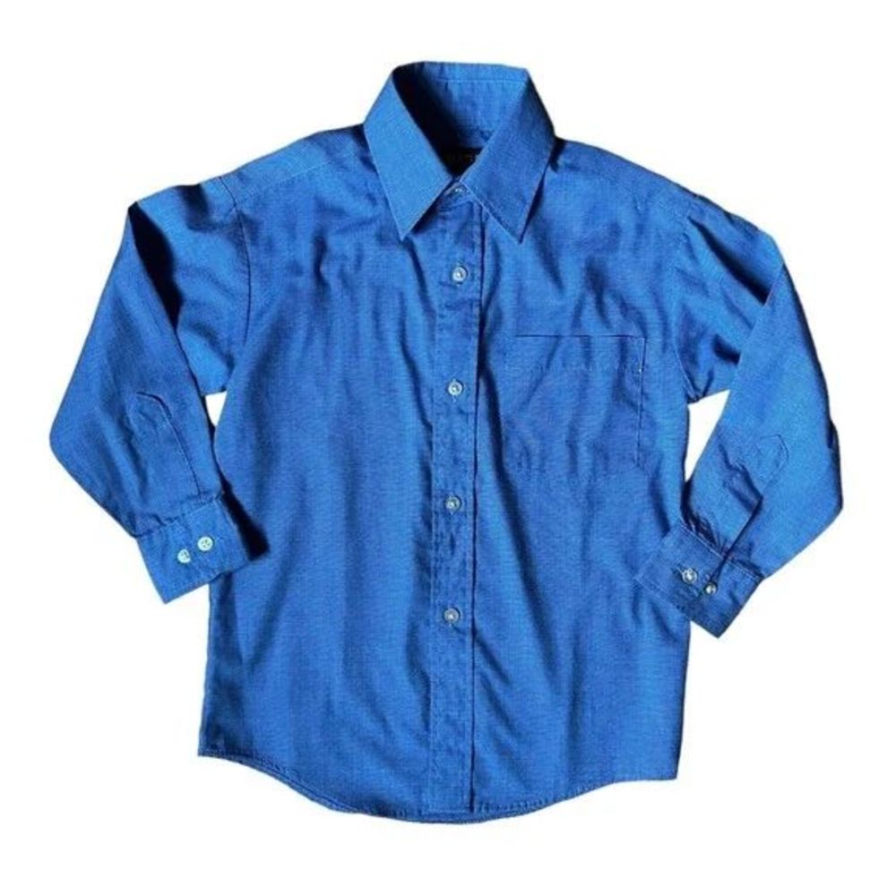 Boys George Blue Shirt Size 4-5 Button Up collared Shirt, Long Sleeve XS S